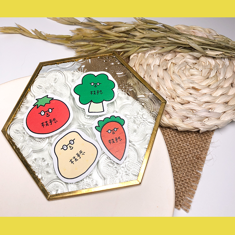 手繪白底姓名貼【防水、耐高溫】- 蔬菜50入-細節圖2