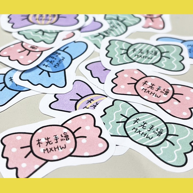 手繪白底姓名貼【防水、耐高溫】- 糖果50入-細節圖2