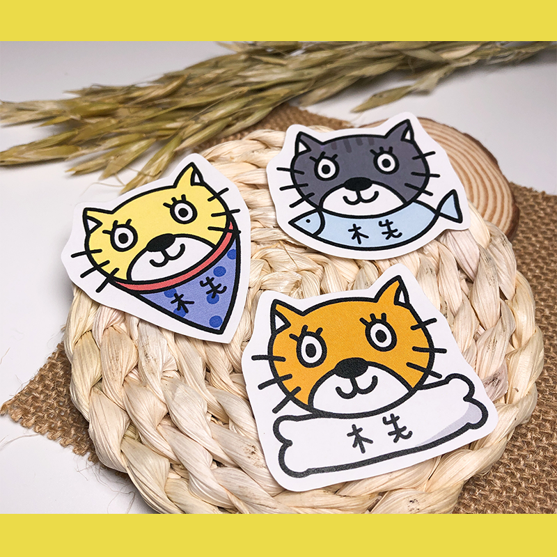 手繪白底姓名貼【防水、耐高溫】- 貓咪50入-細節圖2