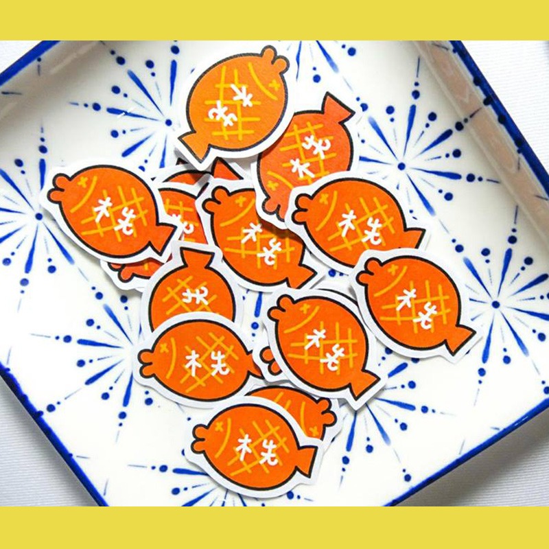 手繪白底姓名貼【防水、耐高溫】- 鯛魚燒50入-細節圖2