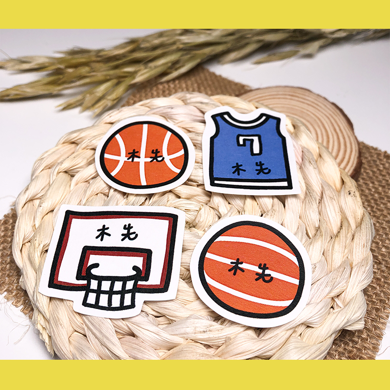 手繪白底姓名貼【防水、耐高溫】- 籃球50入-細節圖2