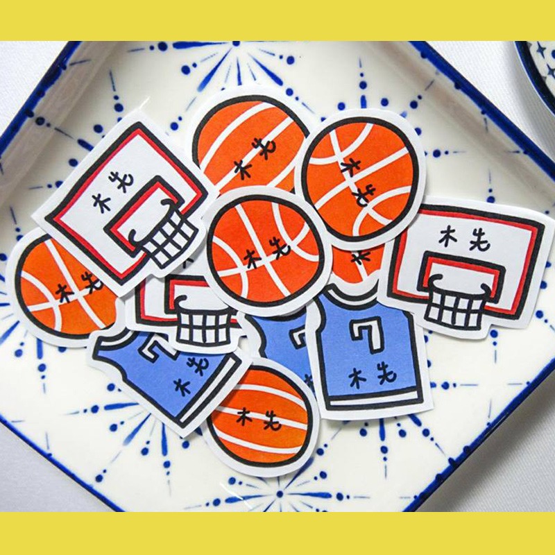 手繪白底姓名貼【防水、耐高溫】- 籃球50入-細節圖3