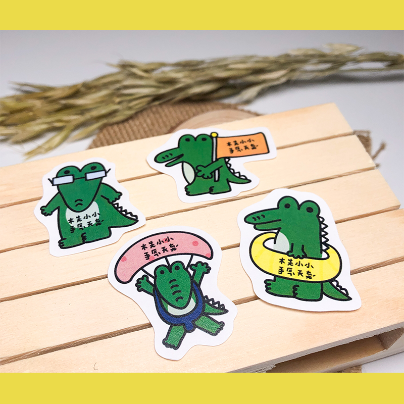 手繪白底姓名貼【防水、耐高溫】- 鱷魚先生50入-細節圖2