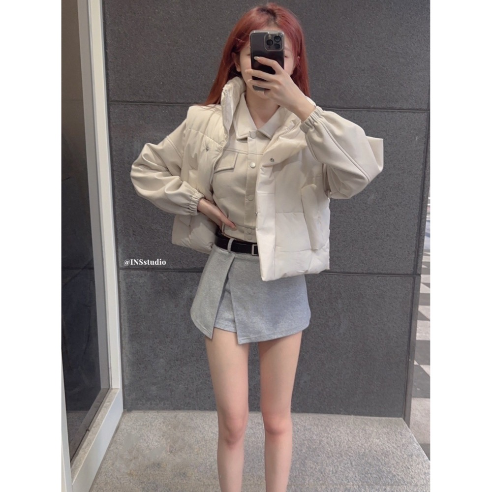 𝑊𝐸𝐼 𝐻𝑆𝐼𝑁 ♡︎（現貨） 【 暖心小伙🔥】  韩版排扣拉鍊鋪棉宽松立领收腰马夹#17033-細節圖2