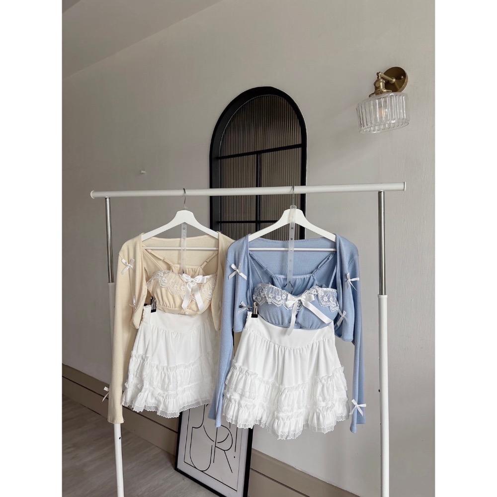 Wei.Hsin_（現貨） 獨家‼️純慾蝴蝶結蕾絲三件套#3537-細節圖11