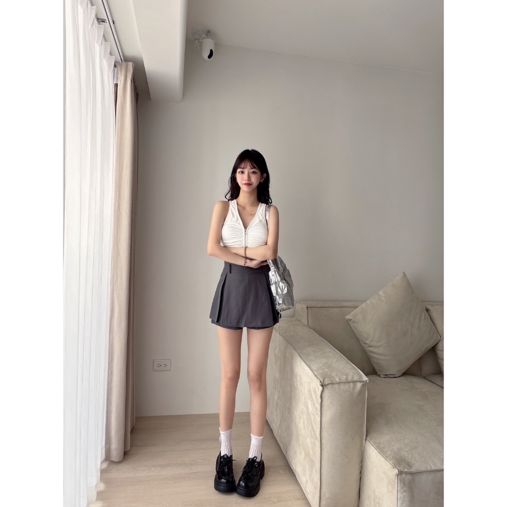 Wei.Hsin_（現貨）高腰彈性百褶褲裙#25071-細節圖3