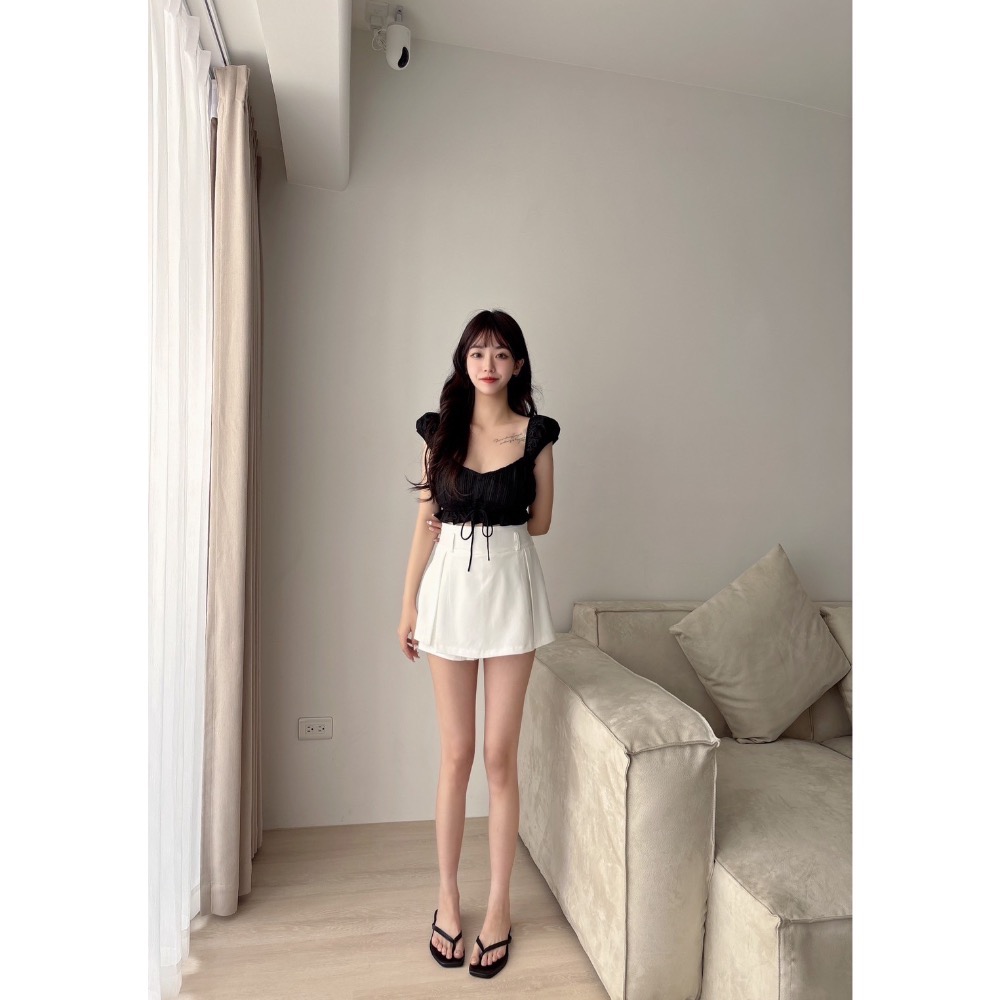 Wei.Hsin_（現貨）高腰彈性百褶褲裙#25071-細節圖5