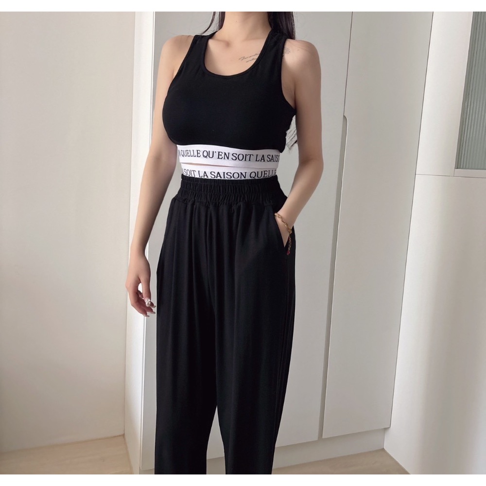 Wei.Hsin_ （現貨）字母繃帶寬褲套裝#1090-細節圖2