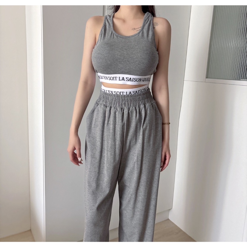 Wei.Hsin_ （現貨）字母繃帶寬褲套裝#1090-細節圖7