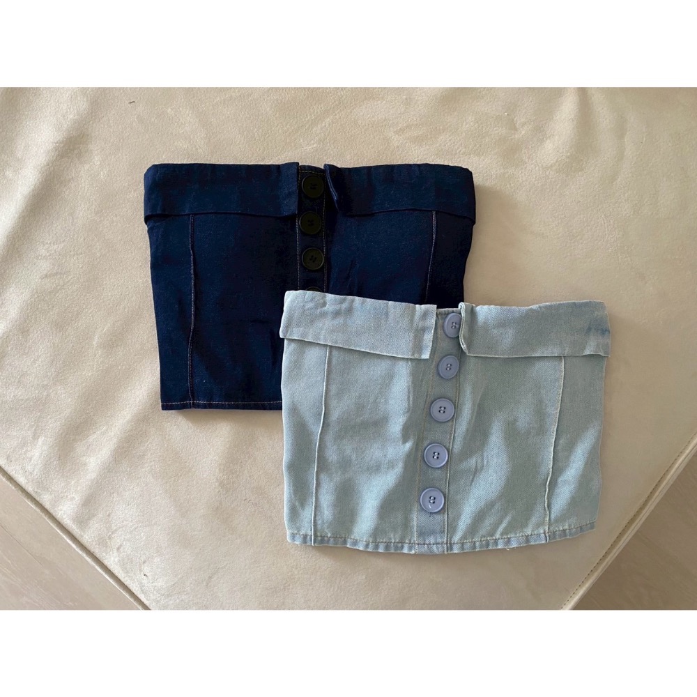 Wei.Hsin_（現貨）抹胸排釦牛仔寬褲套裝#807-細節圖7