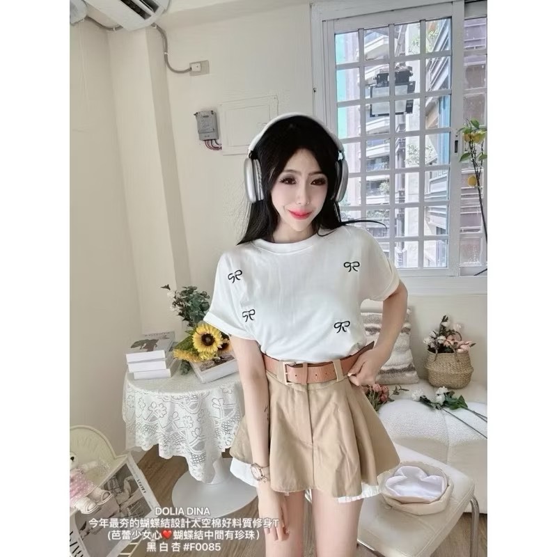 Wei.Hsin_ (現貨）今年最夯的蝴蝶結設計太空棉好料質修身T #0085-細節圖3