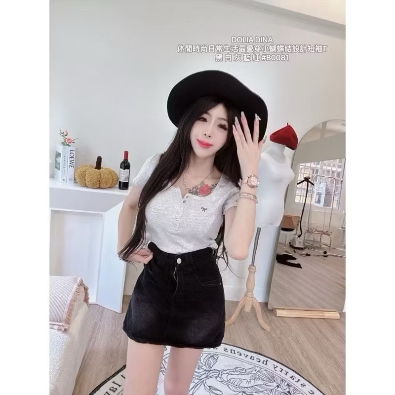 Wei.Hsin_ （現貨）休閒時尚目常生活最愛穿小蝴蝶結設計短袖T #0081-細節圖2