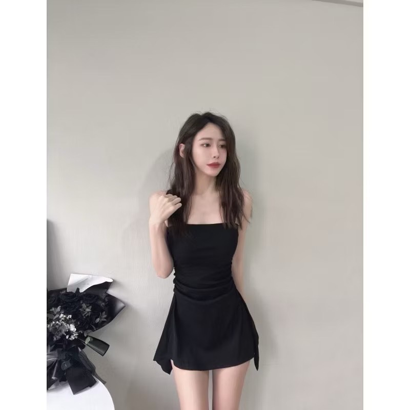 𝑊𝐸𝐼 𝐻𝑆𝐼𝑁 ♡︎ (現貨)纯欲性感露背显瘦褶皱抹胸包臀短裙含胸垫 #5113-細節圖7