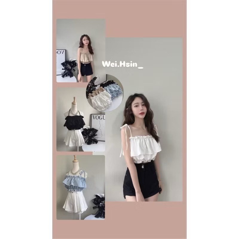 Wei.Hsin_ (現貨)春夏新款💫花苞綁帶蛋糕🍰背心#1566-細節圖6