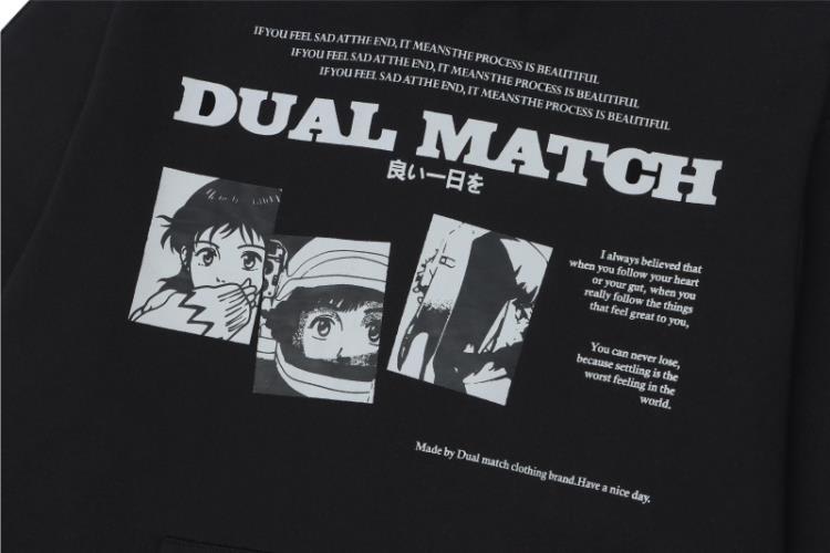 DM-D1233 330g抓絨連帽衛衣 黑色 白色-細節圖4