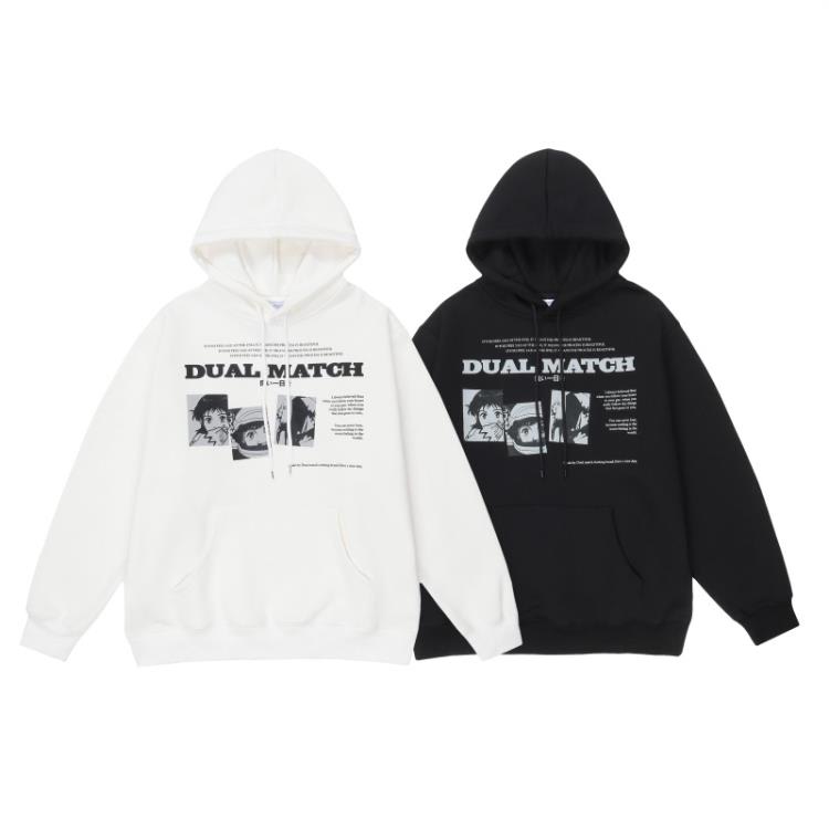 DM-D1233 330g抓絨連帽衛衣 黑色 白色-細節圖5