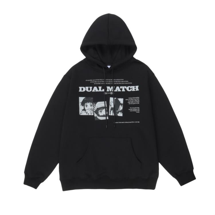 DM-D1233 330g抓絨連帽衛衣 黑色 白色-細節圖7