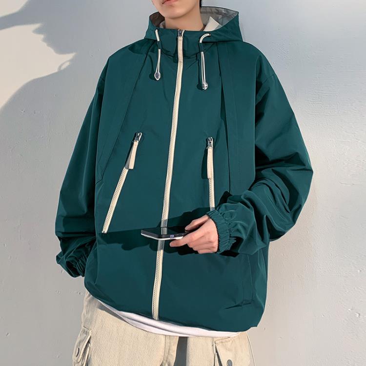 夾克 春季2023男款連帽正韓休閒學生時尚男裝潮款寬松外套男裝上衣-細節圖7