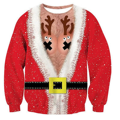 衛衣 卡通皮卡圣誕3D印花情侶連帽時尚套頭衫上衣批髮-細節圖7