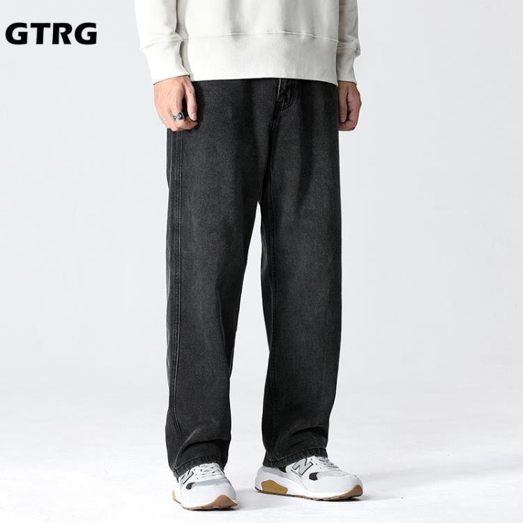 牛仔褲 GTRG日系復古男士2023年新款四季寬松直筒潮牌闊腿褲大碼褲-細節圖2