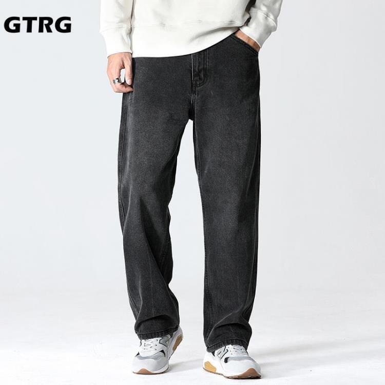 牛仔褲 GTRG日系復古男士2023年新款四季寬松直筒潮牌闊腿褲大碼褲-細節圖3