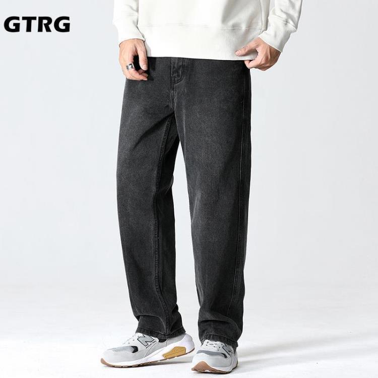 牛仔褲 GTRG日系復古男士2023年新款四季寬松直筒潮牌闊腿褲大碼褲-細節圖4