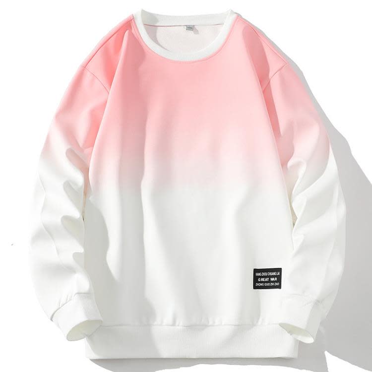 長袖T恤 漸變男士衛衣23年新款潮牌春季打底衫上衣休閒圓領衛衣男-細節圖4