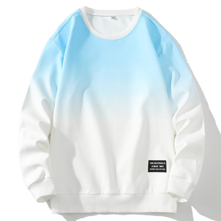 長袖T恤 漸變男士衛衣23年新款潮牌春季打底衫上衣休閒圓領衛衣男-細節圖5