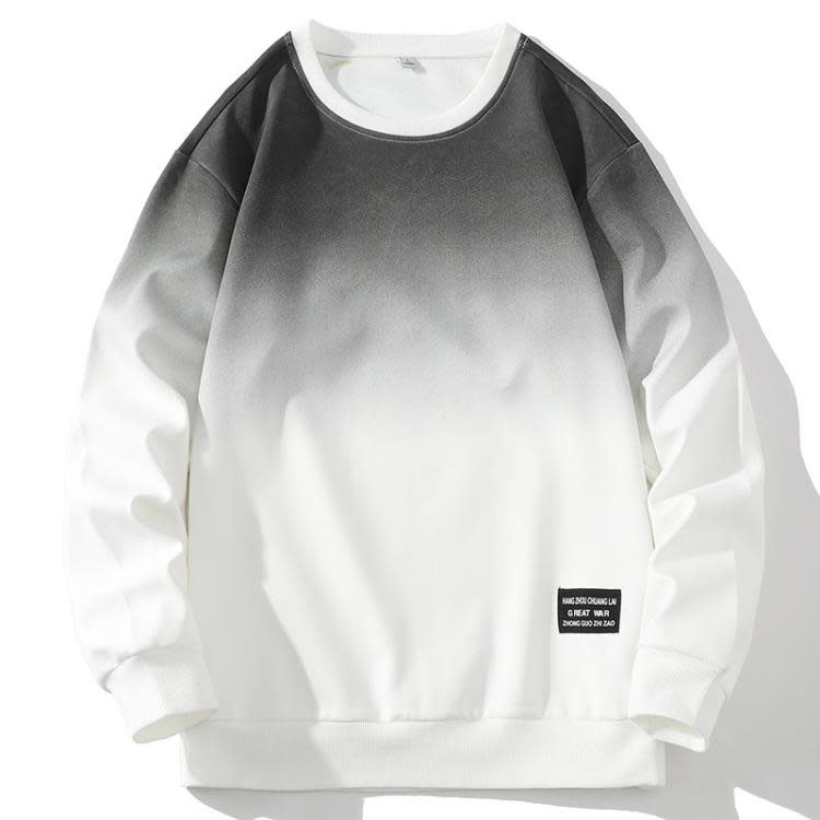 長袖T恤 漸變男士衛衣23年新款潮牌春季打底衫上衣休閒圓領衛衣男-細節圖6