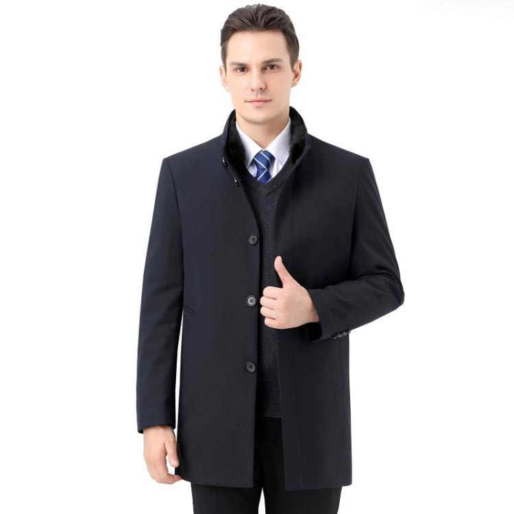 冬季新款羽絨服男可脫卸內膽中長款毛領中年爸爸裝保暖休閒外套男-細節圖4