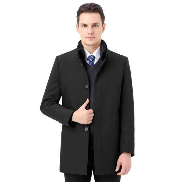 冬季新款羽絨服男可脫卸內膽中長款毛領中年爸爸裝保暖休閒外套男-細節圖6