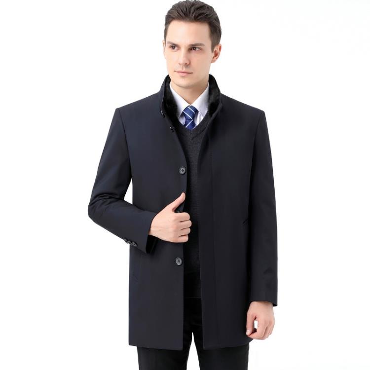 冬季新款羽絨服男可脫卸內膽中長款毛領中年爸爸裝保暖休閒外套男-細節圖7