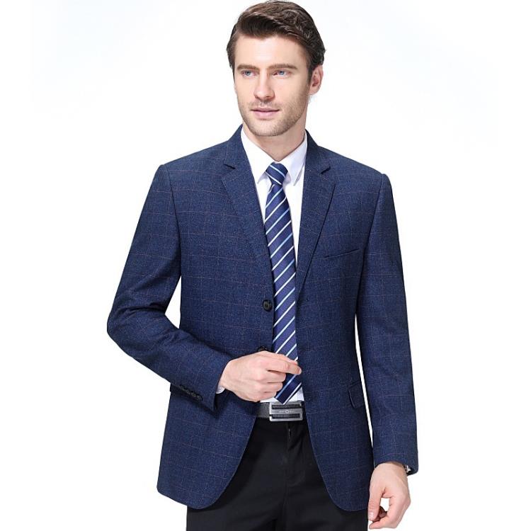 品牌休閒西裝男便西外套新款單西男格子春秋裝中年小西裝男士西服-細節圖2