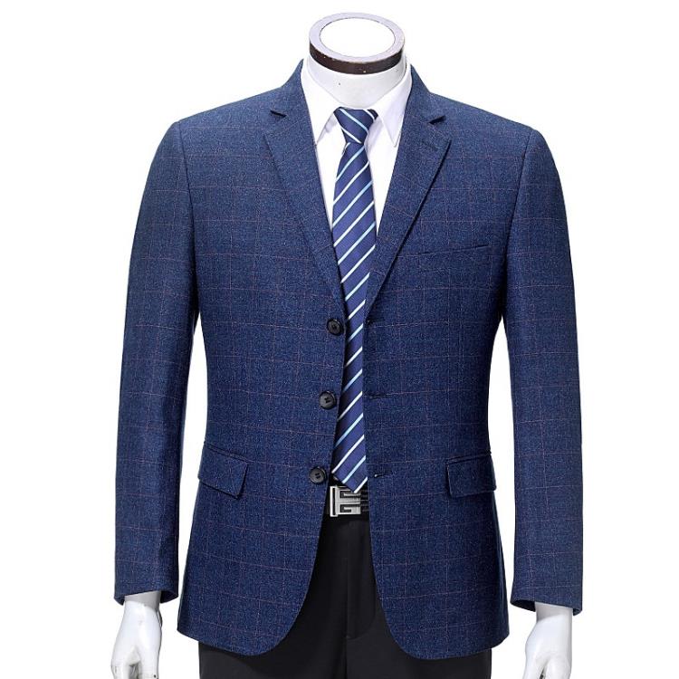 品牌休閒西裝男便西外套新款單西男格子春秋裝中年小西裝男士西服-細節圖3