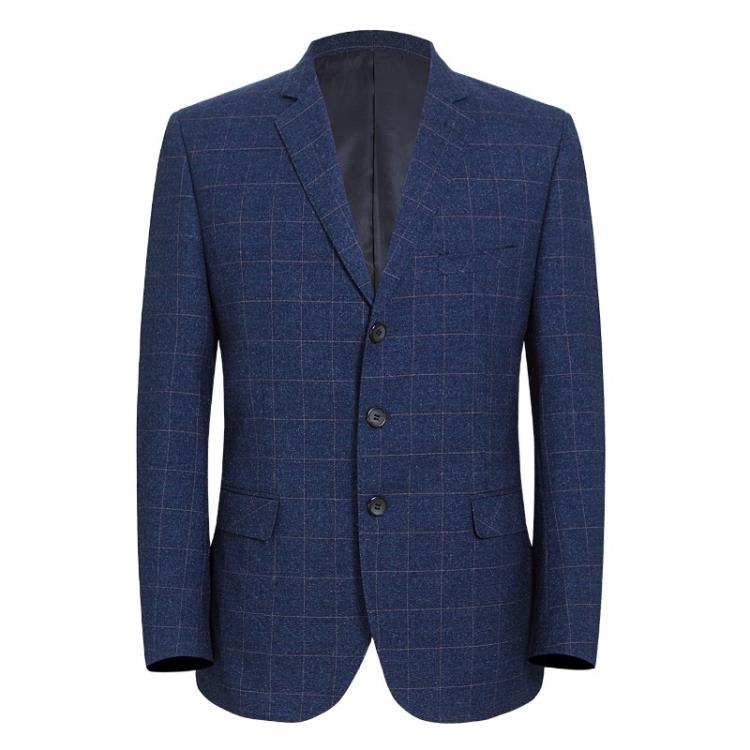 品牌休閒西裝男便西外套新款單西男格子春秋裝中年小西裝男士西服-細節圖5
