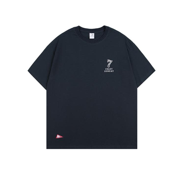 北界男裝 美式潮牌2023夏季新款背后印花半袖體恤衫潮流短袖T恤男-細節圖6