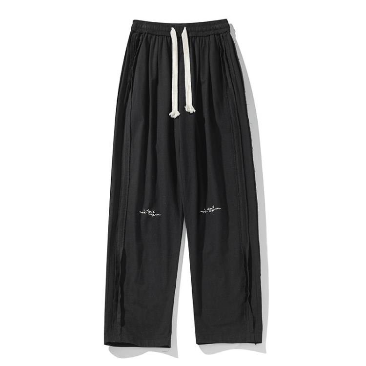 長褲 2RZ男裝 純棉休閒褲男夏季潮牌寬松拖地直筒褲香港純色闊腿子-細節圖7