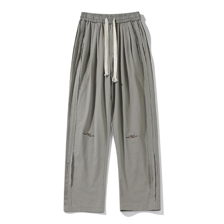 長褲 2RZ男裝 純棉休閒褲男夏季潮牌寬松拖地直筒褲香港純色闊腿子-細節圖8