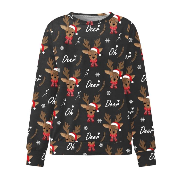 衛衣 2023圣誕節新款女士圓領 3D數碼印花 圣誕系列時尚休閒女裝-細節圖2