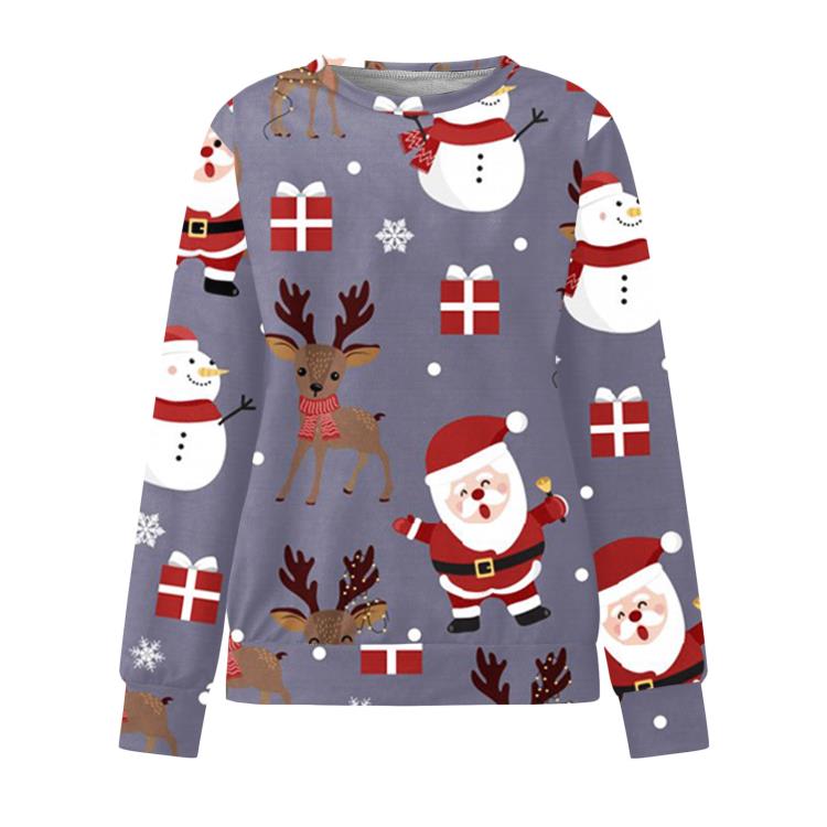 衛衣 2023圣誕節新款女士圓領 3D數碼印花 圣誕系列時尚休閒女裝-細節圖4