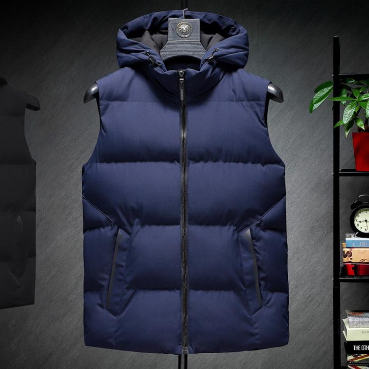 背心 冬季新款男士馬甲棉服外套純色坎肩保暖戶外運動休閒馬夾男裝-細節圖3