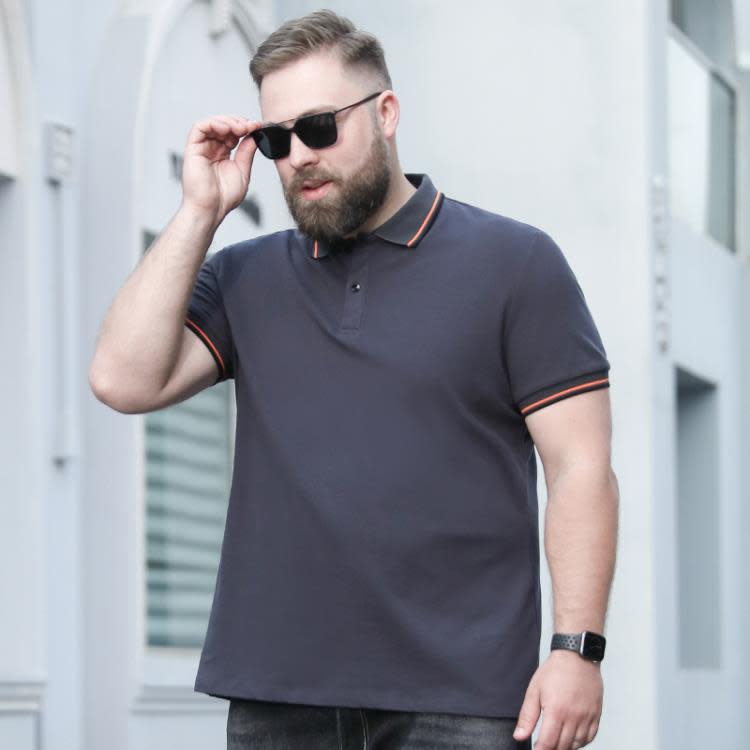 短袖T恤 寶螺加肥加大碼男裝t恤夏季胖子男士休閒polo衫翻領寬松-細節圖2