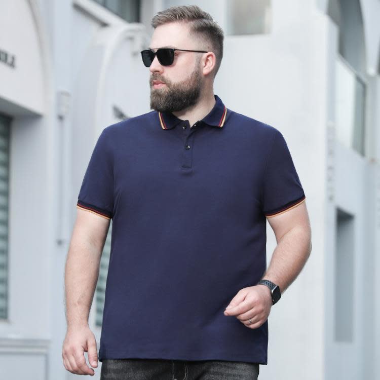 短袖T恤 寶螺加肥加大碼男裝t恤夏季胖子男士休閒polo衫翻領寬松-細節圖3