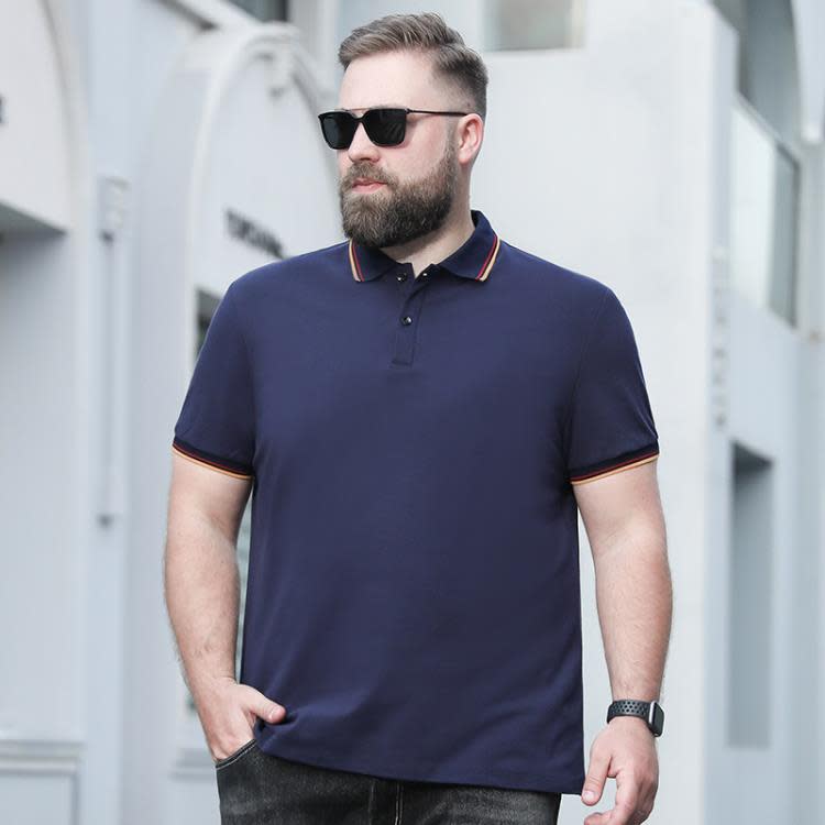 短袖T恤 寶螺加肥加大碼男裝t恤夏季胖子男士休閒polo衫翻領寬松-細節圖6