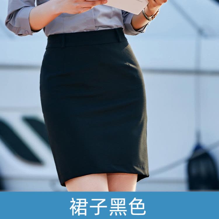 襯衫女灰色職業套裙V領藍色襯衫時尚珠寶店工服美容師酒店工作服-細節圖6