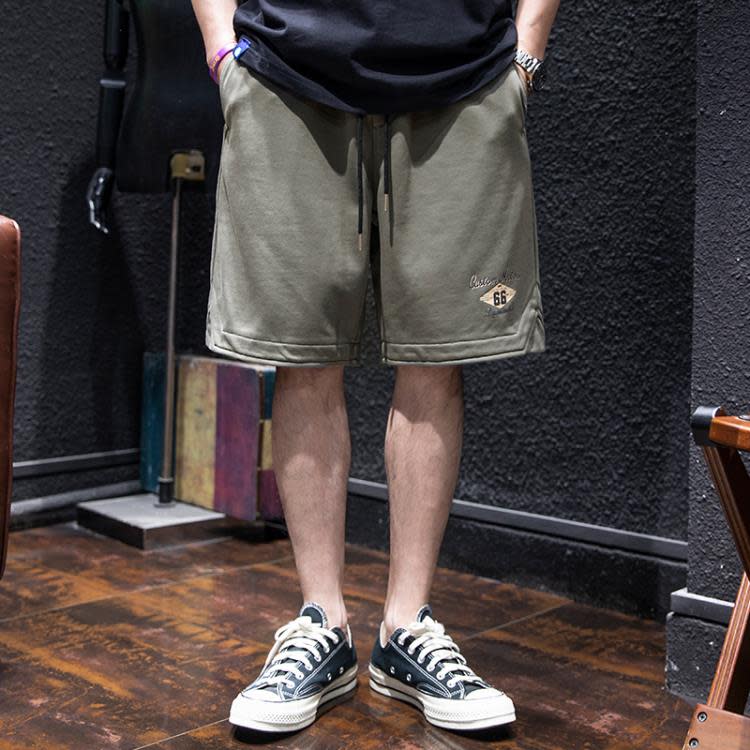 短褲 美式復古運動男夏季寬松潮牌大碼五分褲男生休閒百搭中褲潮-細節圖2