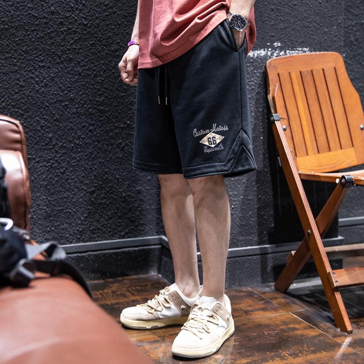 短褲 美式復古運動男夏季寬松潮牌大碼五分褲男生休閒百搭中褲潮-細節圖4