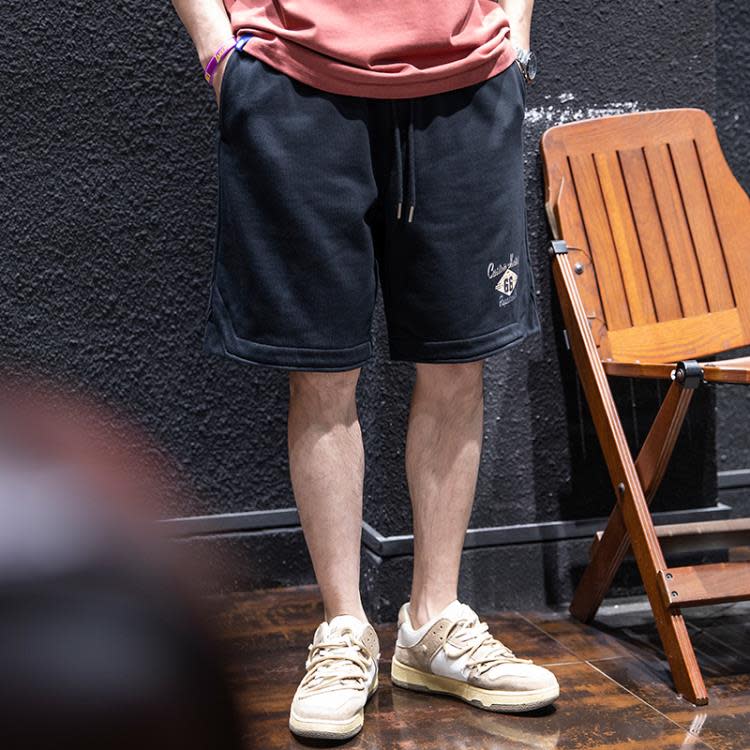短褲 美式復古運動男夏季寬松潮牌大碼五分褲男生休閒百搭中褲潮-細節圖5