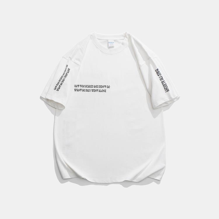 北界男裝 美式潮牌2023夏季新款創意印花T恤男復古短袖打底衫體恤-細節圖4