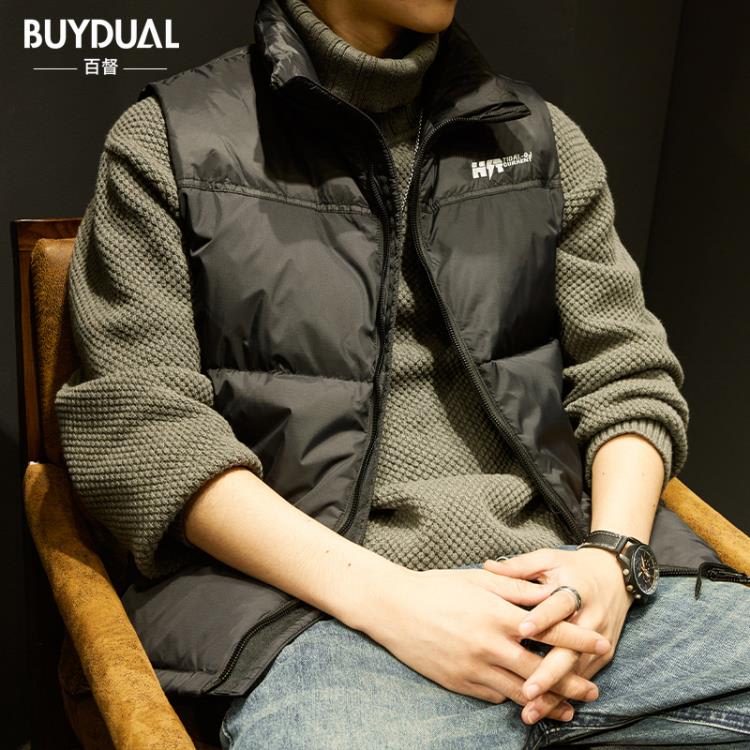 背心 高級感羽絨服馬甲男秋冬款坎肩休閒大碼外套加厚保暖領馬夾-細節圖2